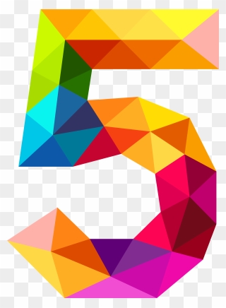 Colourful Triangles Number Five Png Clipart Imageu200b - Clipart Five Transparent Png
