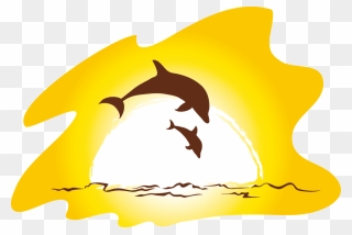Sunset Beach Clip Art - Clipart Beach Dolphin Fin - Png Download