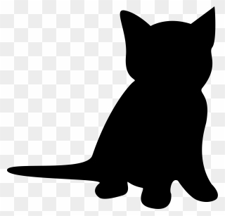 Kitten Cat Silhouette Clip Art - Kitten Clipart Silhouette - Png Download