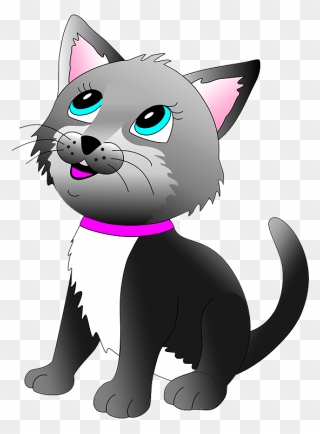 Cartoon Grey Kitten Clipart - Cat Yawns - Png Download