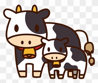 Cow Cattle Animal Clipart - 親子 の 牛 イラスト - Png Download