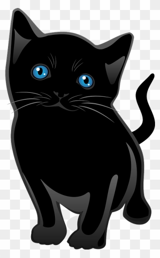 Black Kitten Clipart - Cute Black Cat Vector - Png Download