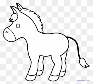Donkey Clipart Outline - Clip Art Horse Black And White - Png Download