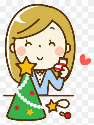 Christmas Tree Decoration Woman Clipart - Got It Clipart - Png Download