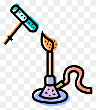 Vector Illustration Of Laboratory Chemistry Research - Bunsen Burner And Test Tube Clipart