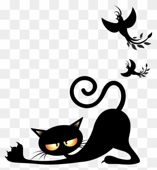 Tuxedo Cat Clipart Pinterest - Funny Black Cat Cartoon - Png Download