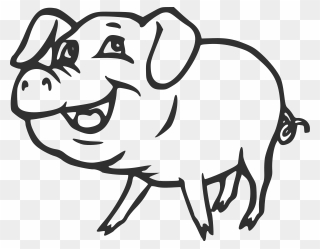 Smiling Pig Svg Vector File, Vector Clip Art Svg File - Clip Art Black And White Pig - Png Download