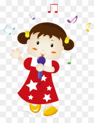 Vector Free Stock Animation Cartoon Pretty Girl Singing - Baby Girl Singing Cartoon Clipart