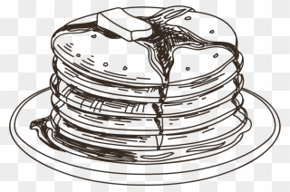 Collection Of Free Pancake Drawing Line Download On - Pancake Clipart Black And White - Png Download