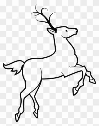 Line Art,style,elk - Deer On Hind Legs Drawing Clipart
