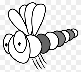 Clipart Dragonfly Black And White Cartoon - Png Download