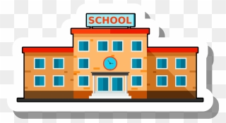 School Building Escuela Ilration Cartoon Stickers - School Building Png Clipart