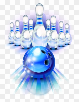 Mq Blue Bowling Pins Bowling Blue Clipart Png - Transparent Background Bowling Pins And Ball