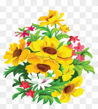 Transparent Mexican Flowers Clipart Png - Flower Bouquets Color Drawings