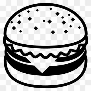 Hamburger Emoji Clipart - Black And White Food Emoji - Png Download