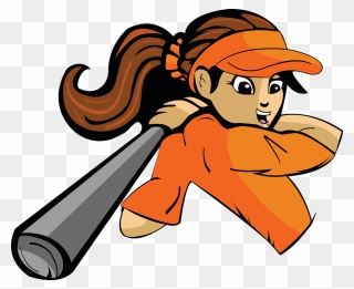 Cartoon Female Softball Player Clipart