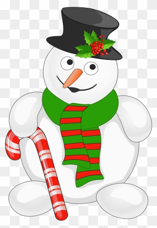 Snowman With Candy Cane Clipart