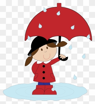 Clipart Rain Cartoon - Child With Umbrella Clipart - Png Download
