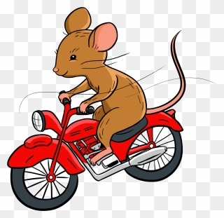 Cartoon Mouse Riding A Motorcycle , Transparent Cartoon - Mouse On A Motorcycle Cartoon Clipart