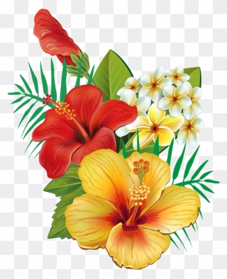 Tropical Flower Watercolor Png Clip Art Royalty Free - Hawaiian Flowers Png Transparent Png
