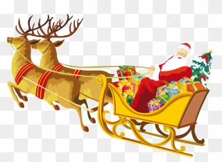 Santa Clauss Reindeer Png - Santa And Reindeer Png Clipart