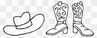 Cowboy Clipart Cowboy Boot - Black And White Western Clip Art - Png Download