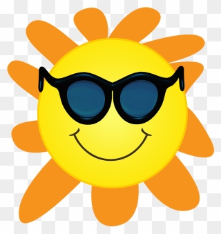 Cartoon Sun With Sunglasses Waving - Portable Network Graphics Clipart
