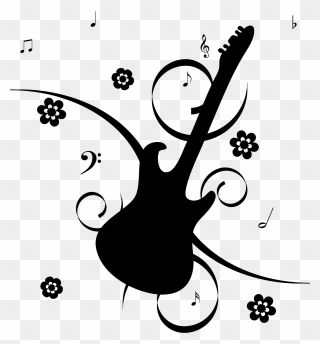 Guitar Musical Notes Clip Arts - Guitar With Music Notes Png Transparent Png