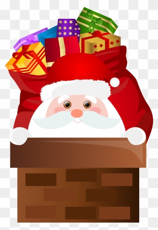 Santa Claus Christmas Clip Art - Clip Art Santa Chimney - Png Download