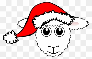 Sheep Face With Santa Hat Clipart - Christmas Sheep Clipart - Png Download