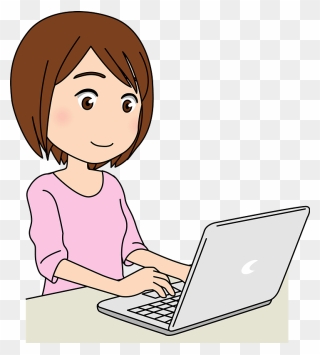 Laptop Computer Woman Girl Clipart - Girl With Laptop Clipart - Png Download