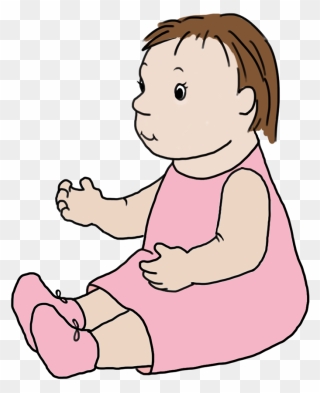 Baby Girl In Pink Sitting - Sitting Clipart
