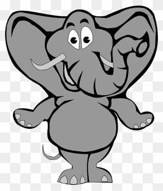 Elephant, Animal, Zoo, Happy, Smiling, Trunk, Gray - Elephant Drawing Fir Kids Clipart