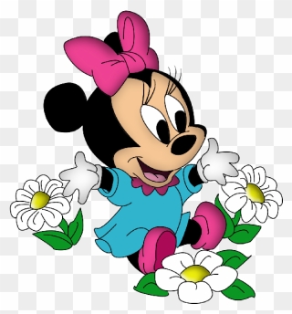 Christmas Minnie Mouse Clipart Clip Art Library Disney - Minnie Mouse And Flowers - Png Download