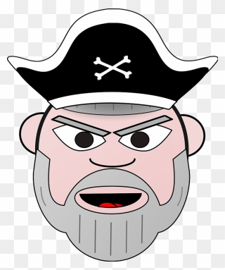 Grey Beard Pirate Face Clipart - Transparent Pirate Hat - Png Download