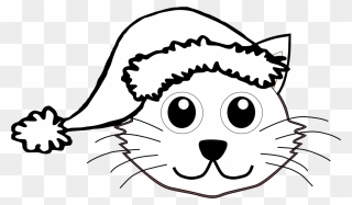Cat In The Hat Reading Book Clipart Image Download - Easy Christmas Cat Drawing - Png Download