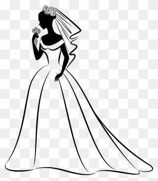 Transparent Wedding Dress Clipart Png - Silhouette Bride Clipart