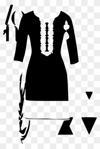 Black Dress Clipart Icon Transparent - Salwar Kameez Clipart Black And White - Png Download