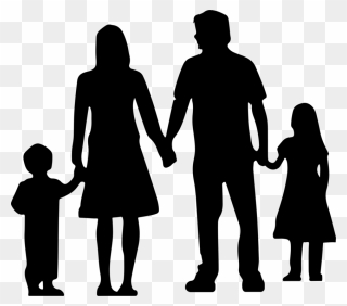 Standing,human Behavior,silhouette - Family Holding Hands Clipart - Png Download
