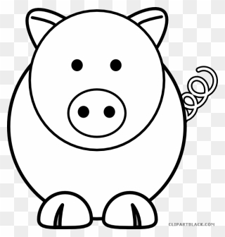 Pig Outline Animal Free Black White Clipart Images - Easy Colouring Pages For 2 Year Olds - Png Download
