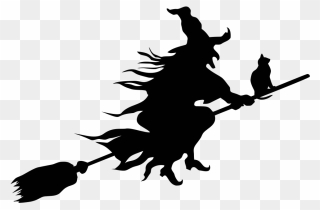 Witch Flying Png - Witch On Broom Drawing Clipart