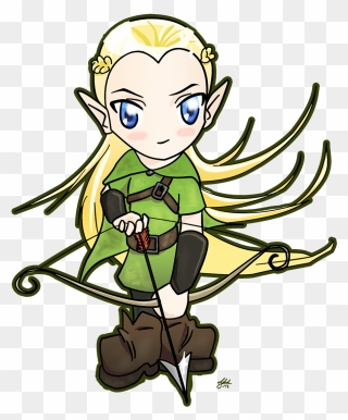 Legolas Chibi With Bow By Tildhanor D6d4gtg Lord - Lord Of Rings Art Png Clipart