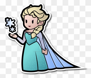 Elsa As A Paper Doll Drawing By - Paper Mario Elsa Clipart