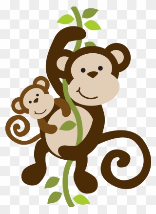 Mommy Clipart Baby Monkey - Monkey Jungle Animals Clipart - Png Download
