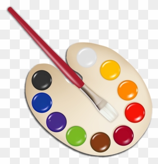 Palette With Paint Brush - Art Palette Transparent Background Clipart