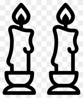 Shabbat Clipart Free Candle - Candle Clipart Black And White - Png Download