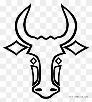 Goat Clipart Middle - Cow Head Drawing Easy - Png Download