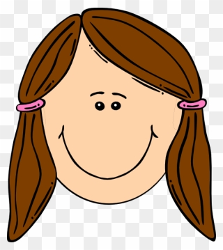 Cartoon Girl Smiling Girl With Brown Ponytails Clip - Sad Girl Face Cartoon - Png Download