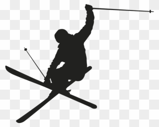 Skiing Clip Art Silhouette Wall Decal - Freestyle Skiing Clipart - Png Download