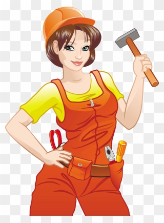 Architecture Clipart Girl Civil Engineer - Cartoon Female Construction Worker - Png Download
